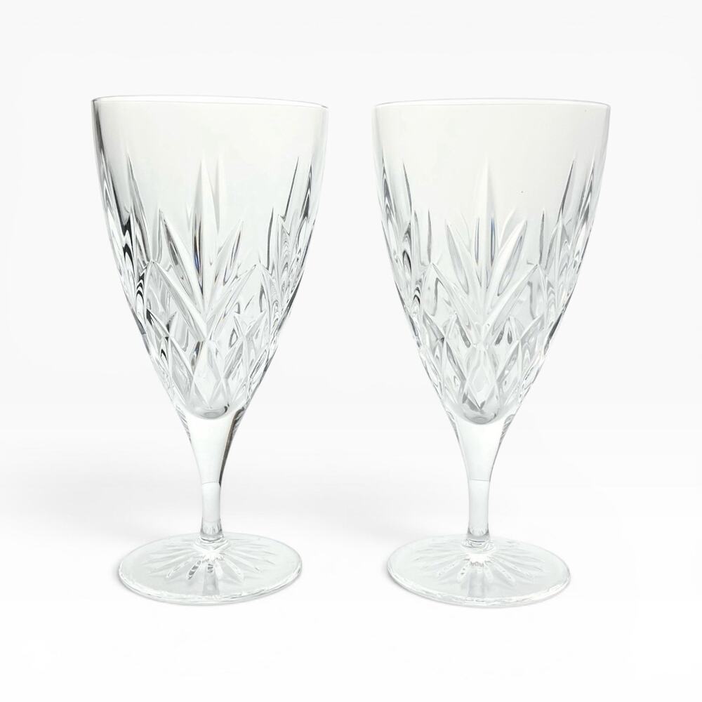 Princess House “Royal Highlights” Pair of Crystal Iced Tea Glasses 7 3/4” 15oz